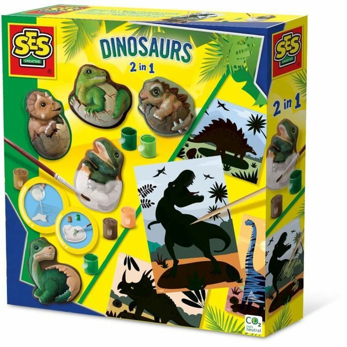 Zīmēšanas Komplekts SES Creative 2 in 1 Dinosaurs